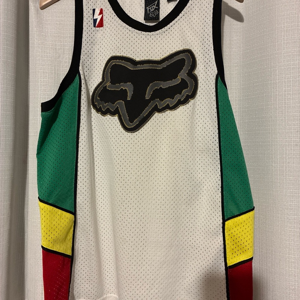 Fox racing jersey tank top Rasta embroidered